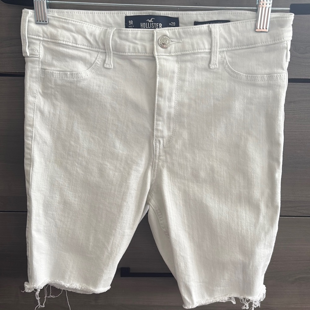 Hollister White Jean Shorts Distressed Cut-Off Style